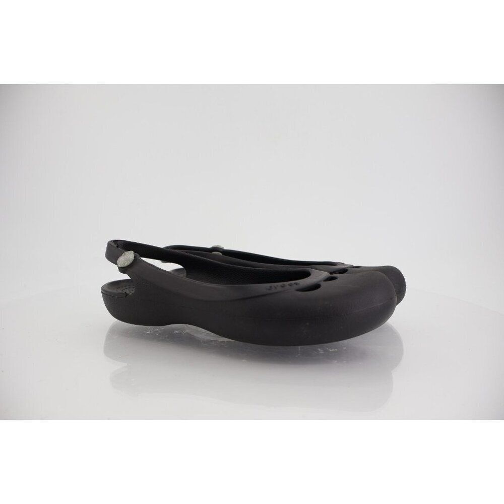 CROCS Women's Jayna Slingback Flats Size 8 Black Rubber Slip On Beach Shoe Comfy